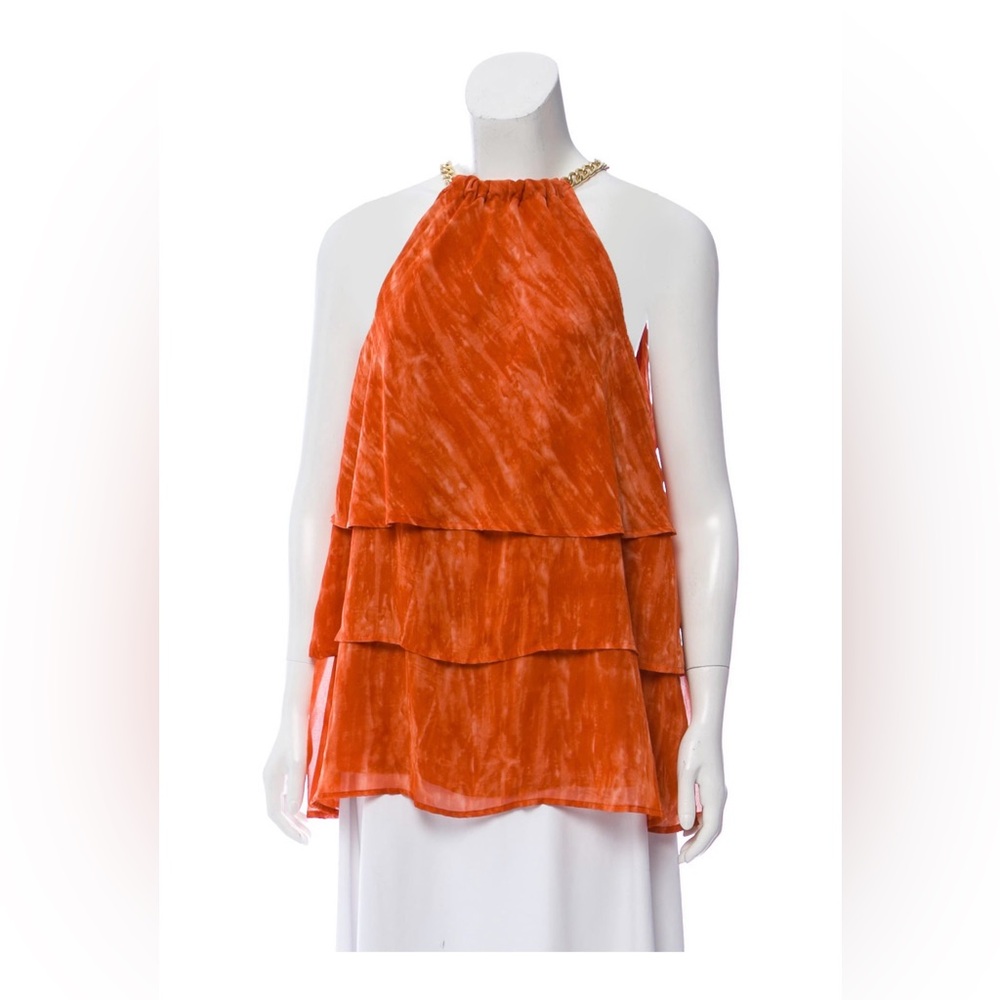 Michael Michael Kors Sleeveless Orange Tie-Dye Blouse